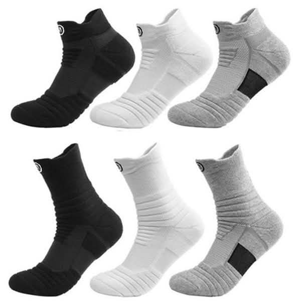 Men's Thick Sports Socks Breathable Cushion Running Basketball Training Pack