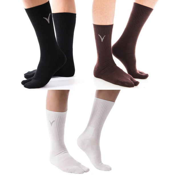 3 Pairs V Toe Tabi Socks Athletic Casual Big Toe