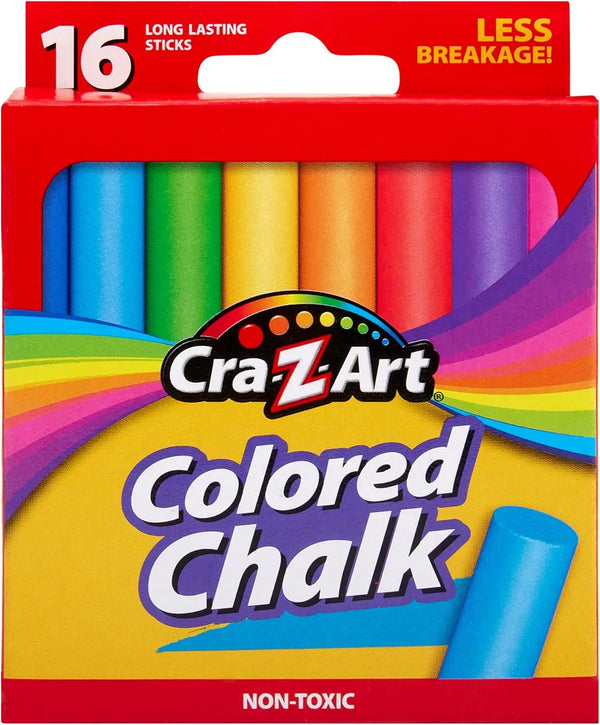 Vibrant Colored Chalk Set, 16 Assorted Colors for Indoor and Outdoor Use, Non-Toxic