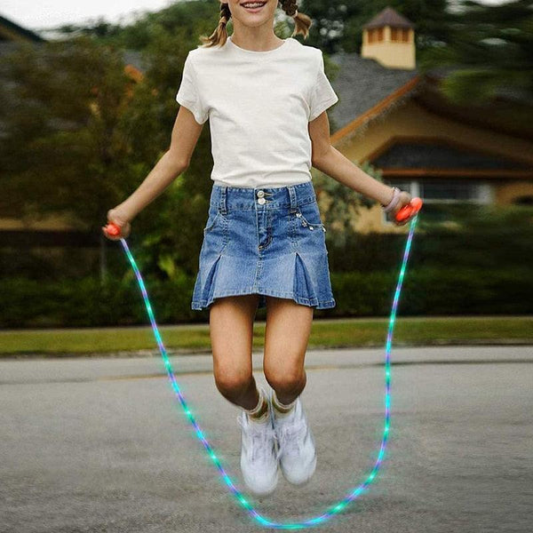 LED Luminous Jump Rope Adjustable Kids Skipping Rope Night Fitness