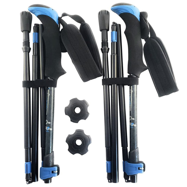 Travel Folding Hiking Poles 13.5in Rubber Feet Baskets Carry Bag